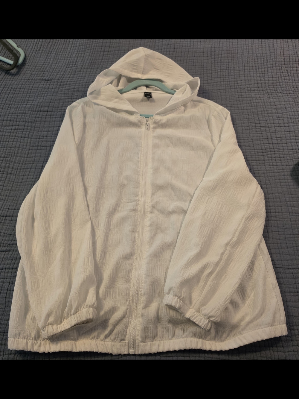 SHEIN White Lightweight Hooded Zip Jacket